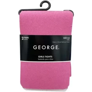 George Girls Tights (2 Pack) - Pink & White