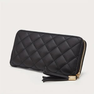 Women's Long Wallet with Zip Around Coin Purse, Credit Card Holder with Tassel Decor