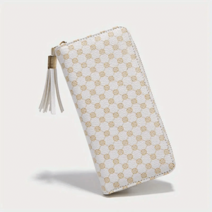 Women's Vintage Print Long Wallet with Credit Card Holder and Tassel Decor